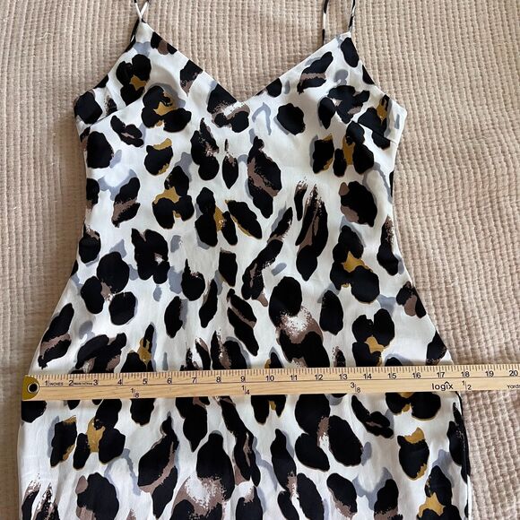 Revolve Super Down Slip Dress Women White Black Small Animal Print V Neck Lined - Picture 11 of 16